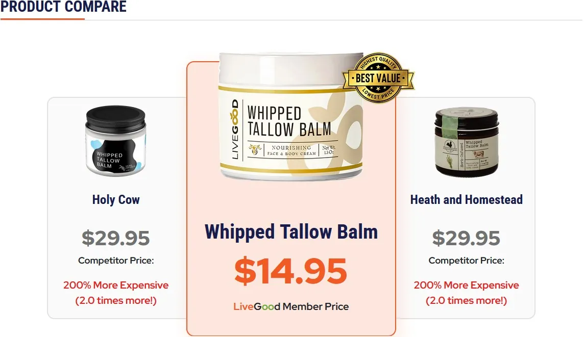 LiveGood Whipped Tallow Balm Products